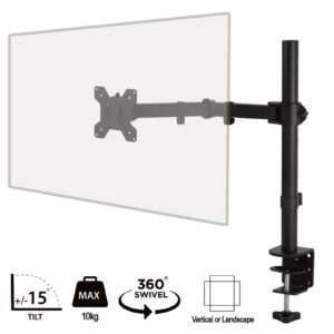 <B>Features</B><br/>Full Motion Monitor Mount<br/>Gain Valuable Desktop Space<br/>VESA Compatible (75mm/100mm)<br/>Sturdy Clamp or Desk Grommet Mounting<br/>180 Degrees Swivel<br/>15 Degrees Tilt<br/>10kg Capacity<br/>Built in Cable Management<br/><br/><b>piXL monitor arms are a cost-effective and quick way of creating more space without having to ditch any devices