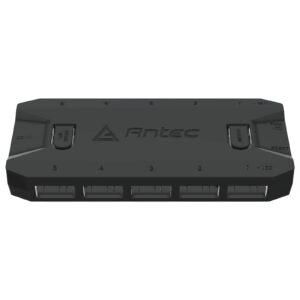 The Antec ARGB & Fan Controller is a versatile and compact solution designed to manage and synchronize the performance and lighting of up to five fans in your PC setup. This controller allows you to easily switch between different lighting modes and fan speeds