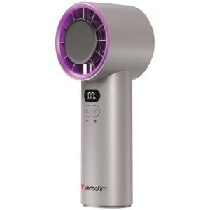 <b>Cool 'n' Go Ice Touch Handheld Fan - Grey/Purple</b><br/><br/><b>Ice Cool</b><br/><br/>Stay cool and refreshed wherever life takes you with the Verbatim Cool ’n’ Go Ice Touch. This compact