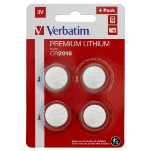 <b>Verbatim CR2016 3V Lithium Battery (4 pack)</b><br/><br/><b>Product Details</b><br/><br/>Premium Lithium CR2016 Coin Cell Batteries<br/><br/>For smaller electronic devices