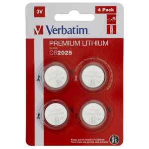 <b>Verbatim CR2025 3V Lithium Battery (4 pack)</b><br/><br/><b>Product Details</b><br/><br/>Premium Lithium CR2025 Coin Cell Batteries<br/><br/>For smaller electronic devices