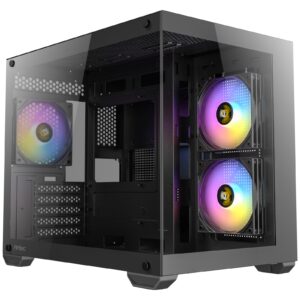 <b>Antec CX600M ARGB micro-ATX Mini Tower Tempered Glass Black PC Gaming Case</b><br/>The Antec CX600M ARGB is a sleek and stylish mini tower chassis designed for micro-ATX and ITX builds. It features a tempered glass side panel that provides a 270° panoramic view of your components