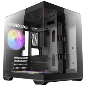 The <b>Antec CX60M ARGB</b> is a compact mini-tower PC case designed for Micro-ATX and ITX motherboards. It features a sleek design with tempered glass panels