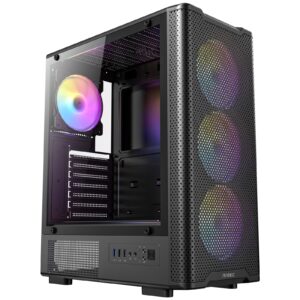 <b>ANTEC Antec VX310 ARGB  Mid-Tower Gaming PC Case</b><br/><br/><b>Unique Design & Powerful Heat Dissipation</b> <br/>The VX310 ARBG features a Ventilated front grille and a tempered glass side panel