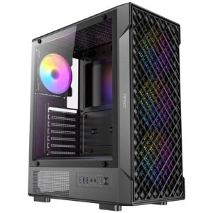 <b>ANTEC Antec VX320 ARGB  Mid-Tower Gaming PC Case</b><br/><br/><b>Unique Design & Powerful Heat Dissipation</b> <br/>The VX320 ARBG features a Ventilated front grille and a tempered glass side panel