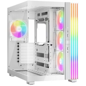 <b>Exceptional from every angle</b><br/><b>be-quiet! Light Base 600 LX White</b><br/>Be prepared for virtually any PC component available and make Light Base 600 LX with ARGB fans your creative show case.<br/><br/><b>Highlights</b><br/> Fully windowed front and side panel for a stunning panoramic view on all your PC components<br/> Impressive illumination from every angle with a massive ARGB LED strip<br/> 4 Light Wings LX 120mm PWM fans for high airflow and quiet operation<br/> Can be switched to inverted or horizontal layout in literal seconds thanks to intuitive handling<br/> Spacious design for up to two 360mm radiators at the same time and an ATX motherboard<br/> Advanced VGA holder that prevents graphics card sag<br/> Support for motherboards with backside connector design<br/> 2 ARGB and fan hubs with 12 connectors in total<br/> State-of-the-art I/O panel with ARGB controller button and USB 3.2 Gen. 2 Type C<br/><br/><b>Specification</b><br/><br/><b>Motherboard compatibility</b><br/>ATX