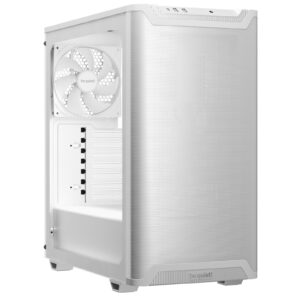 The be quiet! Pure Base 501 Airflow Window White is a compact and versatile ATX case designed for both gaming and office PCs. It features a sleek front panel and an airflow top cover for a classic