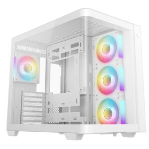 <b>DeepCool CG530U 4F WH CURVED GLASS SHOWCASE</b><br/><br/>The CG530U 4F WH is a curved-glass panoramic case built on a dual-chamber design. Pre-installed with four ARGB fans