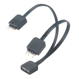 <b>1-to-2 Addressable RGB LED Splitter Cable</b><br/>- Turn one lighting connection into two.<br/>- Converts one 5V 3-pin addressable RGB LED connector into two 5V 3-pin addressable RGB LED connectors<br/>- Length: 12cm<br/>- Split and extend a lighting connection.<br/>- Compatible with ASRock