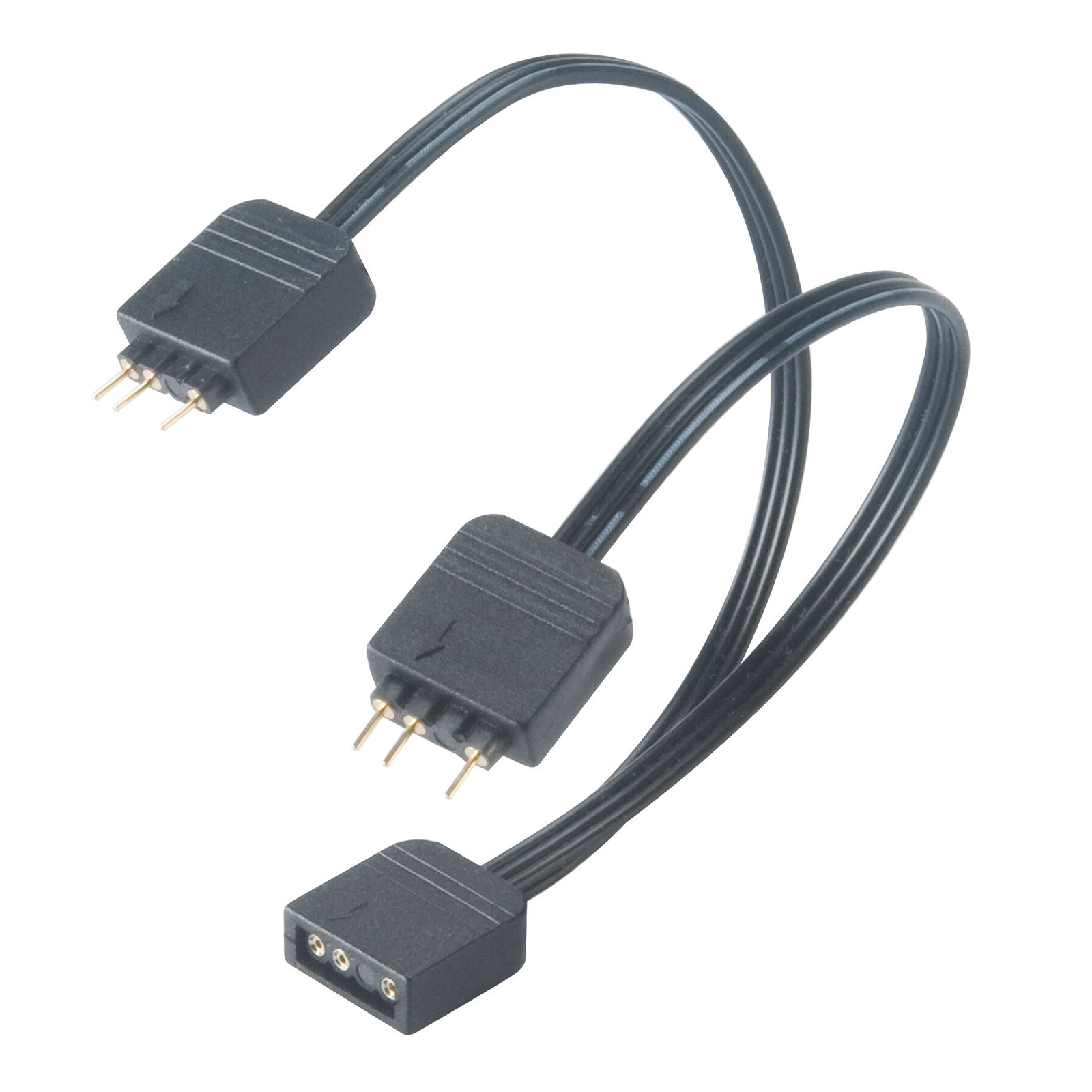 1-to-2 Addressable RGB LED Splitter Cable- Turn one lighting connection into two.- Converts one 5V 3-pin addressable RGB LED connector into two 5V 3-pin addressable RGB LED connectors- Length: 12cm- Split and extend a lighting connection.- Compatible with ASRock