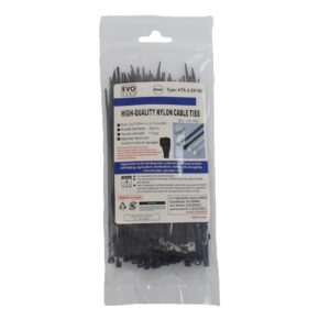 <b>Evo Labs Black Cable Ties 100 Pack</b><br/><br/><b>Key Features</b><br/>- Self-locking<br/>- Easy operation<br/>- Perfect for DIY