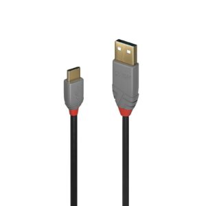 The Lindy 36886 is a 1-metre USB 2.0 Type-A to Type-C cable from the brand's professional "Anthra Line" series. It is designed for high-performance connections in commercial AV and IT installations