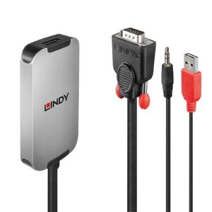 The Lindy VGA to DisplayPort Converter is a compact