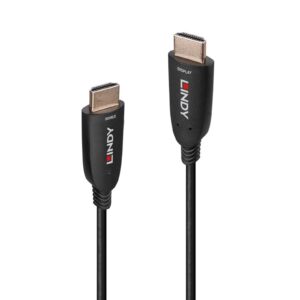 Lindy’s range of Fibre Optic Hybrid cables are a professional solution for extending HDMI signals over longer distances. Combining the flexibility and high EMI & RFI resistance of fibre optic cable with standard copper cabling
