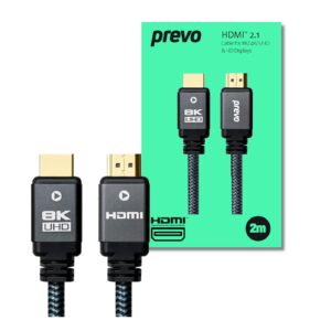 <b>prevo</B><br/>Premium Cable Series<br/><br/>prevo HDMI 2.1 cables with gold-plated connectors & 99.9% Oxygen-free copper support the latest HDR and Ultra High Definition technologies