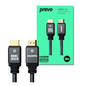 <b>prevo</B><br/>Premium Cable Series<br/><br/>prevo HDMI 2.1 cables with gold-plated connectors & 99.9% Oxygen-free copper support the latest HDR and Ultra High Definition technologies