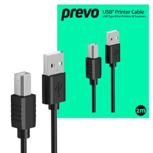The prevo USB Type-B Printer Cable connects your computer to your printer