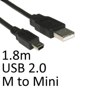 <b>Key Features:</b><br/><ul><br/>USB 2.0 specification.<br/>USB A male to Mini B pin.<br/>1.8 metres in length</ul>