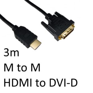 <B>Images shown are for illustration purposes only and actual product may vary</B><br/><br/>Our range of HDMI to DVI cables are for DVI-D use only and come with Gold flashed connectors. HDMI connector uses 19 pins connected to the DVI-D pins on the DVI connector makinG it DVI-D single link.<br/><br/>Please note: While the connector has the appearance of dual link the dual link pins are not connected
