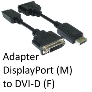 <b>Images shown are for illustration purposes only and actual product may vary</b><br/><br/>DisplayPort is a 20 pin connector similar to HDMI but designed to replace DVI/VGA. The standard was put forward by VESA to define a new royalty free audio/video connection.<br/><br/>Our DisplayPort to DVI adapters are the perfect solution for adapting your DisplayPort computer or graphics card to use a DVI monitor/device.<br/><br/><b>Key Features</b><br/>- DisplayPort v1.1 Compliant<br/>- Enable high quality optional digital audio transmissions<br/>- Supports a full 1080P resolution 24-bit colour depths<br/><br/><b>Connection 1</b><br/>DisplayPort (M)<br/><br/><b>Connection 2</b><br/>DVI-D (F)<br/><br/><b>Length</b><br/>Adapter<br/><br/><b>Colour</b><br/>Black<br/>