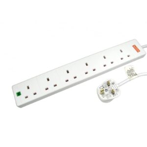 <b>Key Features</b><br/>- Surge protection<br/>- Status LED<br/>- White<br/>- 13a Fuse<br/><br/><b>Number of Ports</b><br/>6<br/><br/><b>Cable Length</b><br/>5m<br/><br/><b>Surge Protection</b><br/>Yes<br/><br/><b>Colour</b><br/>White<br/>