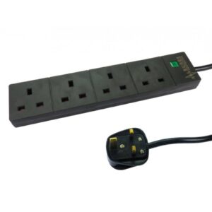 <b>2m 4 Port Surge Protected UK Power Extension - Black</b><br/><br/>The NEWlink power extension blocks are perfect for home or office use