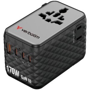 <b>Verbatim Charge 'n' Travel 170W</b><br/><br/><b>Product Details</b><br/><br/>Advanced GaN III technology for compact