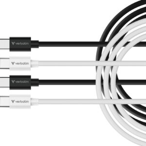 <b>Verbatim Essentials Sync & Charge USB-C to C Cables</b><br/><br/><b>Product Details</b><br/><br/>Two USB-C to USB-C cables (one black