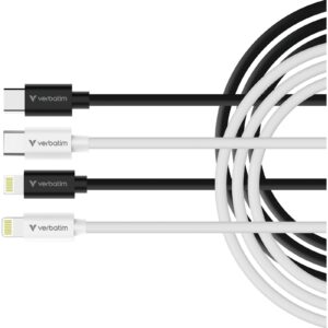 <b>Verbatim Essentials Sync & Charge USB-C to Lightning Cables</b><br/><br/><b>Product Details</b><br/><br/>Two USB-C to Lightning cables (one black