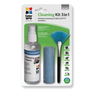 Universal 3-in-1 screen and monitor cleaning kit. Brush: nylon
