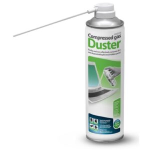 Compressed gas duster in a compact can