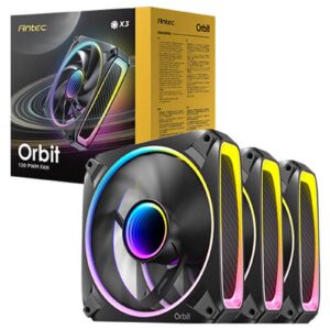 <b>Antec Orbit 120 ARGB FAN - 3 Pack</b><br/><br/><b>Extreme Lighting Effects</b><br/>The front and rear covers of the fan feature a curved surface design. Combined with the infinity mirror effect at the center of the blades