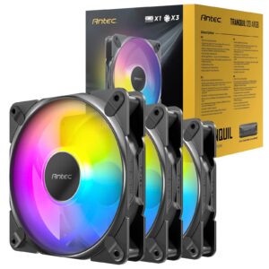 <b>Antec Tranquil 120 ARGB PWM Fan - 3 PACK</b><br/><br/><b>TRANQUIL & POWERFUL</b><br/>Unique fan blade and frame design offers powerful airflow with low noise accomplished.<br/><br/><b>EXQUISITE CRAFTSMANSHIP</b><br/>Minimal clearance between fan frame and blades