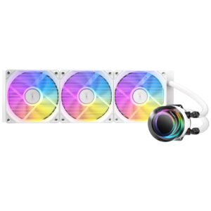 The Antec Vortex Lum 360 ARGB White is an all-in-one liquid cooler designed to provide exceptional cooling performance while enhancing the visual appeal of your build. Featuring a suspended spiral pump head inspired by the image of a vortex