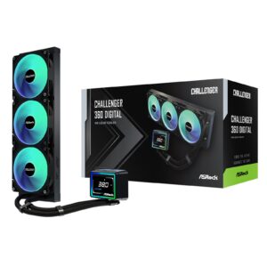 <b>ASRock Challenger 360 Digital AIO Liquid CPU Cooler </b><br/><br/><b>Challenger 360 Digital</b><br/>The Challenger AIO liquid cooler embodies fearless gaming in cooling design.<br/>With a 3" digital display