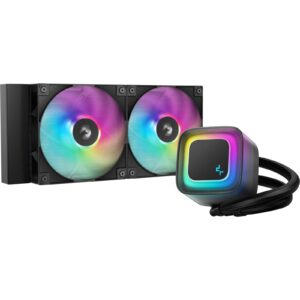 <b>The DeepCool LE240 V2</b> is a high-performance liquid CPU cooler designed to provide efficient cooling for your system. This cooler features a 240mm radiator and two pre-installed 120mm ARGB fans