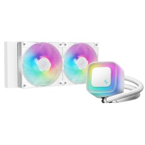 <b>The DeepCool LE240 V2 White</b> is a high-performance liquid CPU cooler designed to provide efficient cooling for your system. This cooler features a 240mm radiator and two pre-installed 120mm ARGB fans