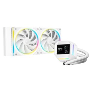 The DeepCool LM240 White is a high-performance all-in-one liquid CPU cooler designed to combine modern cooling efficiency with a clean