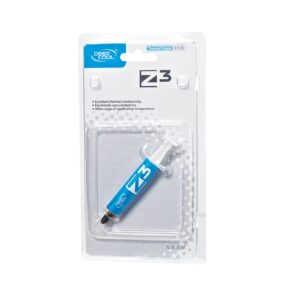 <b>Z3</b><br/>The Z3 is a high performance thermal paste with excellent thermal conductivity.<br/><br/><b>Excellent Thermal Conductivity</b><br/>Z3 thermal paste consists of a gel with high thermal conductivity to allow high performance heat dissipation.<br/><br/><b>High Compatibility for Most CPU Coolers</b><br/><br/>Density of Z3 is compatible with most polished CPU cooler for maximum heat dissipation.<br/><br/><b>Pure Electrical Insulation</b><br/>Z3 is designed to prevent electrical damage caused by the thermal paste.<br/><br/><b>Gross Weight</b><br/>6.5g<br/><br/><b>Colour</b><br/>Silver Grey<br/><br/><b>Operating Temperature</b><br/>-50°C to -220°C<br/><br/><b>Thermal Conductivity</b><br/>>1.134 W/m-K<br/><br/><b>Thermal Impedance</b><br/>0.201°C to in2/W<br/><br/><b>Dielectric Constant A</b><br/>5.1<br/><br/><b>Viscosity</b><br/>73cps