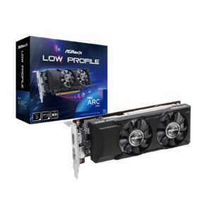 <b>Intel Arc A310 Low Profile 4GB</b><br/><br/><b>Key Features</b><br/>Low Profile Design<br/>Dual Fan Design<br/>0dB Silent Cooling<br/>Super Alloy Graphics Card<br/>8K Resolution Support<br/><br/><b>Specification</b><br/><br/><b>Graphics Engine</b><br/>- Intel® Arc™ A310 Graphics<br/><br/><b>Bus Standard</b><br/>- PCI® Express 4.0 x8<br/><br/><b>DirectX</b><br/>- 12 Ultimate<br/><br/><b>OpenGL</b><br/>- 4.6<br/><br/><b>Memory</b><br/>- 4GB GDDR6<br/><br/><b>Engine Clock</b><br/>- Base Clock: 2000 MHz<br/><br/><b>Intel XMX Engines</b><br/>- 96<br/><br/><b>Compute Units</b><br/>20<br/><br/><b>Memory Clock</b><br/>- 15.5 Gbps<br/><br/><b>Memory Interface</b><br/>- 64-bit<br/><br/><b>Resolution</b><br/>- Digital Max Resolution: 7680 x 4320<br/><br/><b>Interface</b><br/>- 1 x HDMI™ 2.0b<br/>- 1 x DisplayPort™ 2.0 with DSC<br/><br/><b>HDCP</b><br/>- Yes<br/><br/><b>Multi-View</b><br/>- 2<br/><br/><b>Recommended PSU</b><br/>- 450W<br/><br/><b>Power Connector</b><br/>- N/A<br/><br/><b>Accessories</b><br/>- 1 x Quick Installation Guide<br/>- 1 x Full Height Bracket<br/><br/><b>Dimensions</b><br/>- 169 x 69 x 39 mm