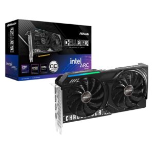 <b>Intel Arc B580 Challenger 12GB OC</b><br/><br/><b>Key Features</b><br/>Dual Fan Design<br/>Stylish Metal Backplate<br/>Striped Axial Fan<br/>LED Indicator<br/>0dB Silent Cooling<br/>Super Alloy Graphics Card<br/><br/><b>CLOCK: GPU / MEMORY</b><br/>GPU Clock: 2740 MHz<br/>Memory Clock: 19 Gbps<br/><br/><b>Dual Fan Design Optimized Cooling Efficiency</b><br/>Provides not only the fancy outlook but also the optimized cooling efficiency for the best balance between performance and silence.<br/><br/><b>Stylish Metal Backplate</b><br/>With the Phantom Gaming look