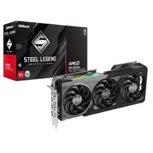 <b>ASRock AMD Radeon RX 9070 GRE Steel Legend Dark 12GB</b><br/><br/><b>Key Features</b><br/>Polychrome SYNC<br/>Triple Fan Design<br/>Stylish Metal Backplate<br/>Striped Ring Fan<br/>Reinforced Metal Frame<br/>Air Deflecting Fin<br/>Ultra-fit Heatpipe<br/>Super Alloy Graphics Card<br/><br/><b>Clock: GPU / Memory</b><br/>Boost Clock**: Up to 2920 MHz<br/>Game Clock*: 2340 MHz<br/><br/><b>Specifications</b><br/><br/><b>Graphics Engine</b><br/>AMD Radeon RX 9070 GRE<br/><br/><b>Bus Standard</b><br/>PCI Express5.0 x16<br/><br/><b>DirectX</b><br/>12 Ultimate<br/><br/><b>OpenGL</b><br/>4.6<br/><br/><b>Memory</b><br/>12GB GDDR6<br/><br/><b>Engine Clock</b><br/>Boost Clock: Up to 2920 MHz<br/>Game Clock: 2320 MHz<br/><br/><b>Stream Processors</b><br/>3072<br/><br/><b>Memory Clock</b><br/>18 Gbps<br/><br/><b>Memory Interface</b><br/>192-bit<br/><br/><b>Resolution</b><br/>Digital Max Resolution: 7680 x 4320<br/><br/><b>Interface</b><br/>1 x HDMI 2.1b<br/>3 x DisplayPort 2.1a<br/><br/><b>HDCP</b><br/>Yes<br/><br/><b>Multi-view</b><br/>4<br/><br/><b>Recommended PSU</b><br/>700W<br/><br/><b>Power Connector</b><br/>2 x 8pin<br/><br/><b>Accessories</b><br/>1 x Quick Installation Guide<br/><br/><b>Dimensions</b><br/>298 x 131 x 58mm