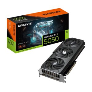 <b>Gigabyte GeForce RTX 5050 GAMING OC</b><br/><br/><b>The Ultimate Platform for Gamers and Creators</b><br/><br/><b>Fifth-Gen Tensor Cores</b><br/>Max AI performance with FP4 and DLSS 4<br/><br/><b>New Streaming Multiprocessors</b><br/>Optimized for neural shaders<br/><br/><b>Fourth-Gen Ray Tracing Cores</b><br/>Built for Mega Geometry<br/><br/><b>WINDFORCE COOLING SYSTEM</b><br/>The WINDFORCE cooling system delivers exceptional thermal performance through a combination of cutting-edge technologies. It features server-grade thermal conductive gel