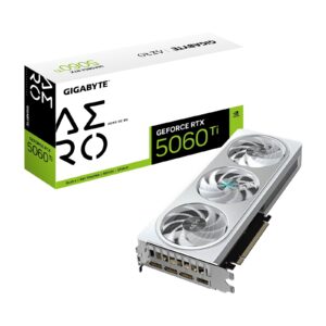 <p><b>GeForce RTX 5060 Ti AERO OC 8GB</b></p><p><b>FEATURES</b><br/><br/> Powered by the NVIDIA Blackwell architecture and DLSS 4<br/> Powered by GeForce RTX 5060 Ti<br/> Integrated with 8GB GDDR7 128bit memory interface<br/> WINDFORCE cooling system<br/> Hawk fan<br/> Server-grade Thermal conductive gel<br/> RGB Lighting<br/> Dual BIOS (Performance / Silent)<br/> Reinforced structure </p><p><hr></p><p><b>CORE CLOCK</b><br/><br/>2647 MHz (Reference card :2572 MHz)<br/><br/><b>Graphics Processing</b><br/>GeForce RTX 5060 Ti<br/><br/><b>Core Clock</b><br/>2647 MHz (Reference card :2572 MHz)<br/><br/><b>CUDA Cores</b><br/>4608<br/><br/><b>Memory Clock</b><br/>28 Gbps<br/><br/><b>Memory Size</b><br/>8 GB<br/><br/><b>Memory Type</b><br/>GDDR7<br/><br/><b>Memory Bus</b><br/>128 bit<br/><br/><b>Card Bus</b><br/>PCI-E 5.0<br/><br/><b>Digital max resolution</b><br/>7680x4320<br/><br/><b>Multi-view</b><br/>4<br/><br/><b>Card size</b><br/>L=281 W=117 H=40 mm<br/><br/><b>PCB Form</b><br/>ATX<br/><br/><b>DirectX</b><br/>DirectX 12 API<br/><br/><b>OpenGL</b><br/>4.6<br/><br/><b>Recommended PSU</b><br/>650W<br/><br/><b>Power Connectors</b><br/>8 Pin*1<br/><br/><b>Output</b><br/>DisplayPort 2.1b *3<br/>HDMI 2.1b *1<br/><br/><b>Accessories</b><br/>Quick guide</p>