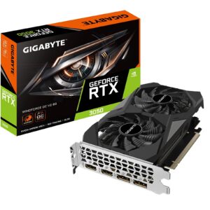 <b>GeForce RTX 3050 WINDFORCE OC V2 6G</b><br/><br/><b>KEY FEATURE</b><br/>NVIDIA Ampere Streaming Multiprocessors<br/>2nd Generation RT Cores<br/>3rd Generation Tensor Cores<br/>Powered by GeForce RTX 3050<br/>Integrated with 6GB GDDR6 96-bit memory interface<br/>WINDFORCE cooling system<br/><br/><b>CORE CLOCK</b><br/>1477 MHz (Reference Card: 1470 MHz)<br/><br/><b>WINDFORCE COOLING SYSTEM</b><br/>The WINDFORCE cooling system features two unique blade fans