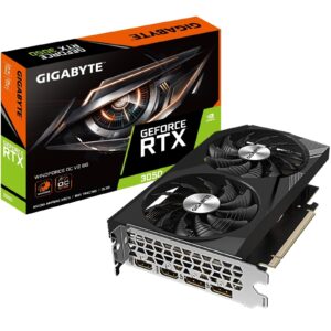 <b>Key Features</b><br/>NVIDIA Ampere Streaming Multiprocessors<br/>2nd Generation RT Cores<br/>3rd Generation Tensor Cores<br/>Powered by GeForce RTX™ 3050<br/>Integrated with 8GB GDDR6 128-bit memory interface<br/>WINDFORCE Cooling System<br/>90mm unique blade fan<br/><br/><b>CORE CLOCK</b><br/>1792 MHz (Reference Card: 1777 MHz)<br/><br/><b>WINDFORCE COOLING SYSTEM</b><br/>The WINDFORCE cooling system features two 90mm unique blade fans