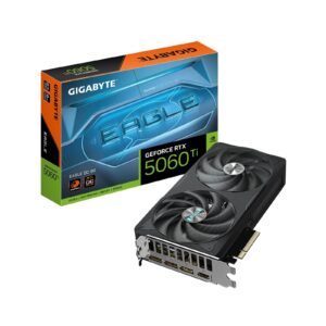 <b>GeForce RTX 5060 Ti EAGLE OC 8G </b><br/><br/><b>FEATURES</b><br/><br/> Powered by the NVIDIA Blackwell architecture and DLSS 4<br/> Powered by GeForce RTX 5060 Ti<br/> Integrated with 8GB GDDR7 128bit memory interface<br/> WINDFORCE cooling system<br/> Hawk fan<br/> Server-grade Thermal conductive gel<br/> Reinforced structure<br/><br/><b>CORE CLOCK</b><br/>2617 MHz (Reference card :2572 MHz)<br/><br/><b>Specification</b><br/><br/><b>Graphics Processing</b><br/>GeForce RTX 5060 Ti<br/><br/><b>Core Clock</b><br/>2617 MHz (Reference card :2572 MHz)<br/><br/><b>CUDA Cores</b><br/>4608<br/><br/><b>Memory Clock</b><br/>28 Gbps<br/><br/><b>Memory Size</b><br/>8 GB<br/><br/><b>Memory Type</b><br/>GDDR7<br/><br/><b>Memory Bus</b><br/>128 bit<br/><br/><b>Card Bus</b><br/>PCI-E 5.0<br/><br/><b>Digital max resolution</b><br/>7680x4320<br/><br/><b>Multi-view</b><br/>4<br/><br/><b>Card size</b><br/>L=215 W=122 H=40 mm<br/><br/><b>PCB Form</b><br/>ATX<br/><br/><b>DirectX</b><br/>DirectX 12 API<br/><br/><b>OpenGL</b><br/>4.6<br/><br/><b>Recommended PSU</b><br/>650W<br/><br/><b>Power Connectors</b><br/>8 Pin*1<br/><br/><b>Output</b><br/>DisplayPort 2.1b *3<br/>HDMI 2.1b *1<br/><br/><b>Accessories</b><br/>Quick guide<br/>