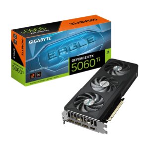 <b>GeForce RTX 5060 Ti EAGLE MAX OC 16G</b><br/><br/><b>FEATURES</b><br/>Powered by the NVIDIA Blackwell architecture and DLSS 4<br/>Powered by GeForce RTX 5060 Ti<br/>Integrated with 16GB GDDR7 128bit memory interface<br/>WINDFORCE cooling system<br/>Hawk fan<br/>Server-grade Thermal conductive gel<br/>Reinforced structure<br/><br/><b>CORE CLOCK</b><br/>2617 MHz (Reference card :2572 MHz)<br/><br/><b>Specification</b><br/><br/><b>Graphics Processing</b><br/>GeForce RTX 5060 Ti<br/><br/><b>Core Clock</b><br/>2617 MHz (Reference card :2572 MHz)<br/><br/><b>CUDA Cores</b><br/>4608<br/><br/><b>Memory Clock</b><br/>28 Gbps<br/><br/><b>Memory Size</b><br/>16 GB<br/><br/><b>Memory Type</b><br/>GDDR7<br/><br/><b>Memory Bus</b><br/>128 bit<br/><br/><b>Card Bus</b><br/>PCI-E 5.0<br/><br/><b>Digital max resolution</b><br/>7680x4320<br/><br/><b>Multi-view</b><br/>4<br/><br/><b>Card size</b><br/>L=281 W=115 H=40 mm<br/><br/><b>PCB Form</b><br/>ATX<br/><br/><b>DirectX</b><br/>DirectX 12 API<br/><br/><b>OpenGL</b><br/>4.6<br/><br/><b>Recommended PSU</b><br/>650W<br/><br/><b>Power Connectors</b><br/>8 Pin*1<br/><br/><b>Output</b><br/>DisplayPort 2.1b *3<br/>HDMI 2.1b *1<br/><br/><b>Accessories</b><br/>Quick guide