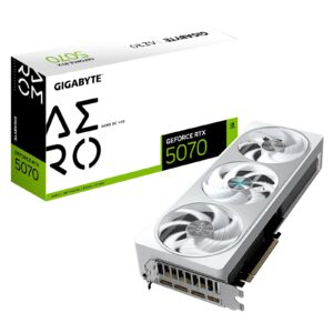 <b>GeForce RTX 5070 AERO OC 12G</b><br/><br/><b>FEATURES</b><br/>Powered by the NVIDIA Blackwell architecture and DLSS 4<br/>Powered by GeForce RTX 5070<br/>Integrated with 12GB GDDR7 192bit memory interface<br/>WINDFORCE cooling system<br/>Hawk fan<br/>Server-grade Thermal conductive gel<br/>RGB Lighting<br/>Dual BIOS (Performance / Silent)<br/>Reinforced structure<br/>Versatile VGA holder<br/>4 Years Warranty (Online registration required)<br/><br/><b>SPECIFICATION</b><br/><br/><b>Graphics Processing</b><br/>GeForce RTX 5070<br/><br/><b>Core Clock</b><br/>2625 MHz (Reference card : 2512 MHz)<br/><br/><b>CUDA Cores</b><br/>6144<br/><br/><b>Memory Clock</b><br/>28 Gbps<br/><br/><b>Memory Size</b><br/>12 GB<br/><br/><b>Memory Type</b><br/>GDDR7<br/><br/><b>Memory Bus</b><br/>192 bit<br/><br/><b>Card Bus</b><br/>PCI-E 5.0<br/><br/><b>Digital Max Resolution</b><br/>7680x4320<br/><br/><b>Multi-View</b><br/>4<br/><br/><b>Card Size</b><br/>TBD<br/><br/><b>PCB Form</b><br/>ATX<br/><br/><b>DirectX</b><br/>DirectX 12 API<br/><br/><b>OpenGL</b><br/>4.6<br/><br/><b>Recommended PSU</b><br/>TBD<br/><br/><b>Power Connectors</b><br/>16 Pin x 1<br/><br/><b>Output</b><br/>DisplayPort 2.1b x 3<br/>HDMI 2.1b x 1<br/><br/><b>Accessories</b><br/>Quick guide<br/>Warranty registration<br/>1 x 12V-2x6 to 2 x PCIe 8pin adapter<br/>Versatile VGA holder<br/>Versatile VGA holder manual