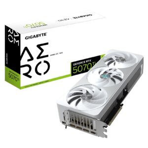 <b>GeForce RTX 5070 Ti AERO OC 16G</b><br/><br/><b>FEATURES</b><br/>Powered by the NVIDIA Blackwell architecture and DLSS 4<br/>Powered by GeForce RTX 5070 Ti<br/>Integrated with 16GB GDDR7 256bit memory interface<br/>WINDFORCE cooling system<br/>Hawk fan<br/>Server-grade thermal conductive gel<br/>RGB Lighting<br/>Dual BIOS (Performance / Silent)<br/>Reinforced structure<br/>Versatile VGA holder<br/>4 years warranty (Online registration required)<br/><br/><b>SPECIFICATION</b><br/><br/><b>Graphics Processing</b><br/>GeForce RTX 5070 Ti<br/><br/><b>Core Clock</b><br/>2588 MHz (Reference: 2452 MHz)<br/><br/><b>CUDA Cores</b><br/>8960<br/><br/><b>Memory Clock</b><br/>28 Gbps<br/><br/><b>Memory Size</b><br/>16GB<br/><br/><b>Memory Type</b><br/>GDDR7<br/><br/><b>Memory Bus</b><br/>256 bit<br/><br/><b>Card Bus</b><br/>PCI-E 5.0<br/><br/><b>Digital Max Resolution</b><br/>7680 x 4320<br/><br/><b>Multi-View</b><br/>4<br/><br/><b>Card Size</b><br/>L=340 W=140 H=70 mm<br/><br/><b>PCB Form</b><br/>ATX<br/><br/><b>DirectX</b><br/>DirectX 12 API<br/><br/><b>OpenGL</b><br/>OpenGL 4.6<br/><br/><b>Recommended PSU</b><br/>750W<br/><br/><b>Power Connectors</b><br/>16 pin x 1<br/><br/><b>Output</b><br/>DisplayPort 2.1a x 3<br/>HDMI 2.1b x 1<br/><br/><b>Accessories</b><br/>VGA manual<br/>Warranty notice<br/>1 x 12V-2x6 to 3 x PCIe 8pin adapter<br/>Versatile VGA holder<br/>Versatile VGA holder manual